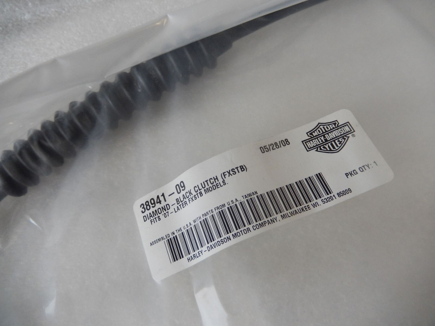 38941-09 NEW OEM 2007 AND NEWER HARLEY-DAVIDSON FXSTB DIAMONDBACK CLUTCH CABLE