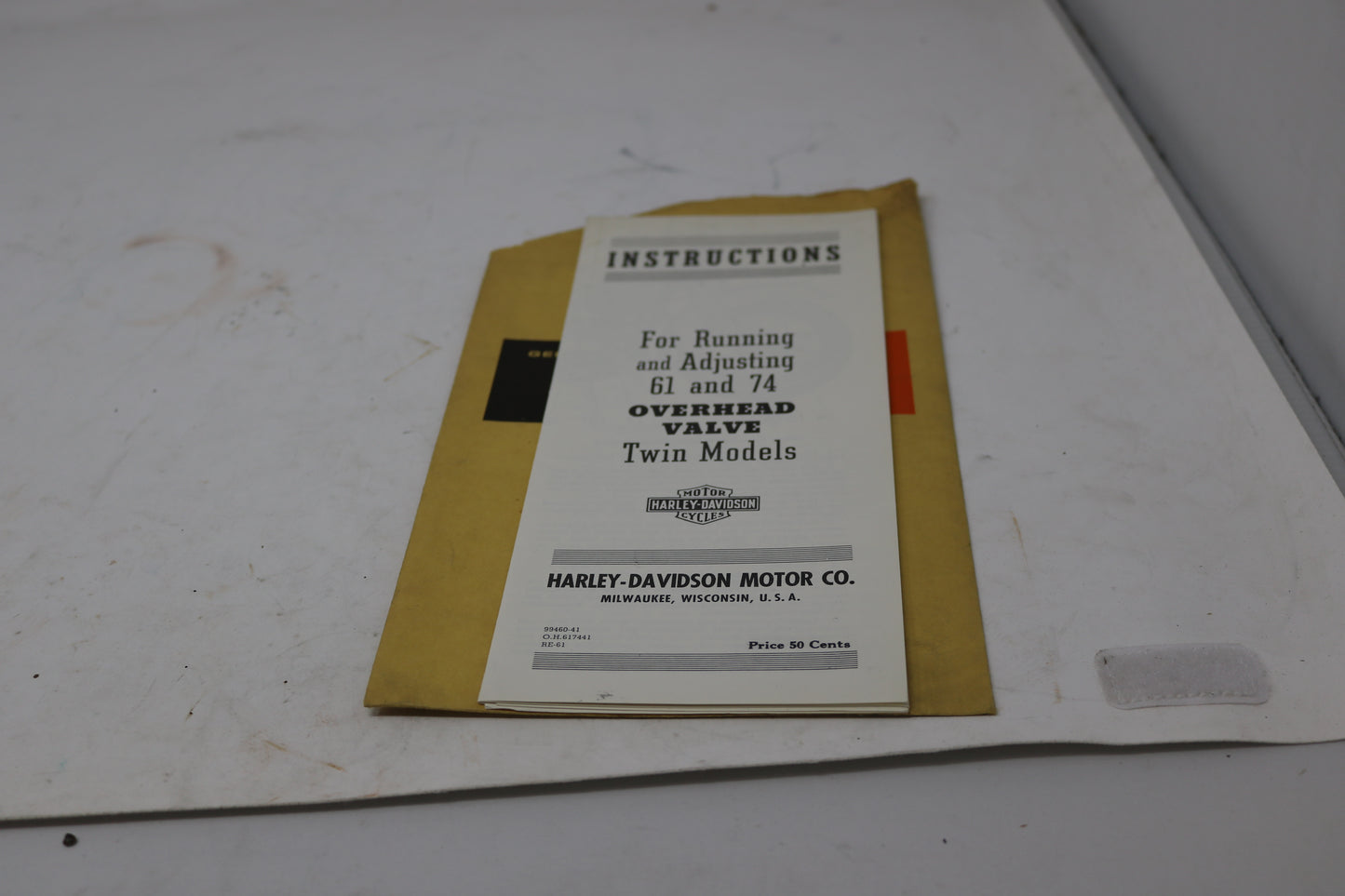 NEW OEM 1941 HARLEY-DAVIDSON INSTRUCTIONS FOR RUNNING AND ADJUSTING 61 AND 74 OVERHEAD VALVE