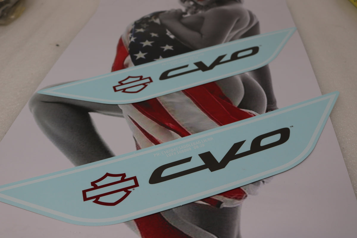 NEW OEM HARLEY CVO SCREAMIN EAGLE DECALS PAIR FUEL TANK SADDLEBAGS FEN