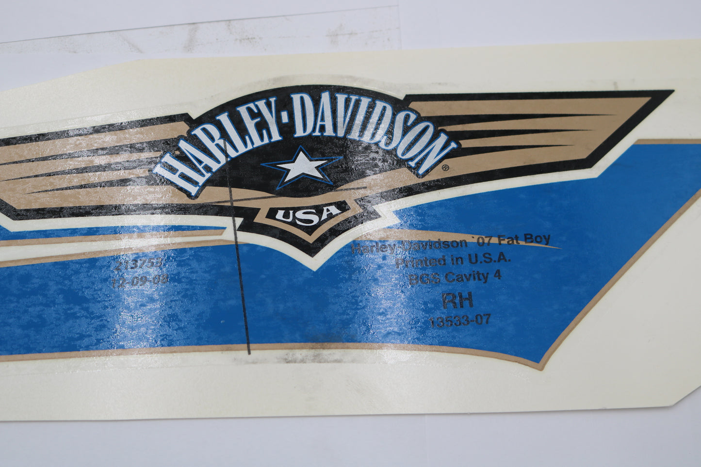 13533-07 NEW OEM 2007 HARLEY-DAVIDSON FLSTF SOFTAIL FATBOY RIGHT GAS TANK DECAL