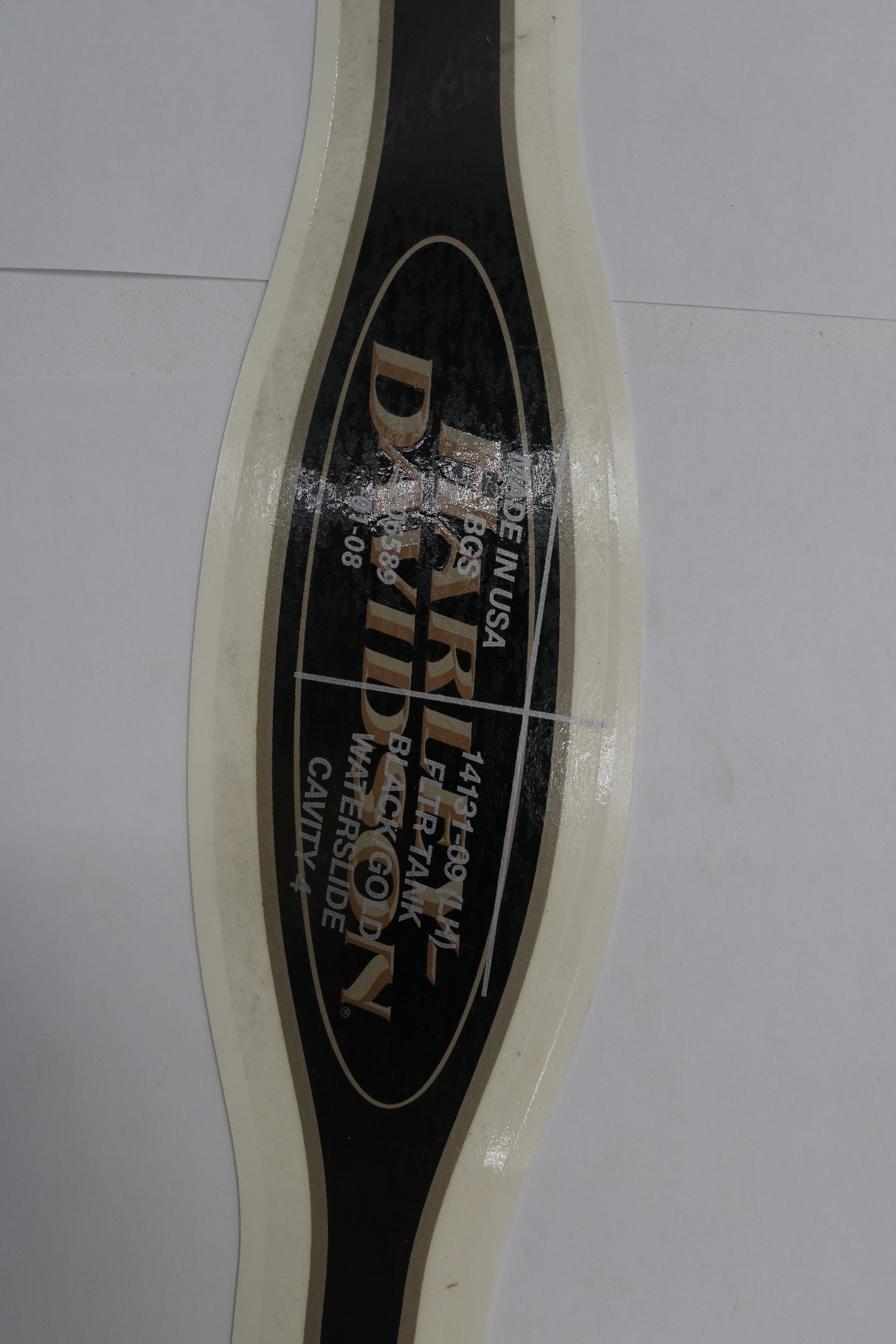 14131-09 NEW OEM 2009 HARLEY-DAVIDSON FLTR ROADGLIDE LEFT FUEL TANK DECAL BLACK/GOLD