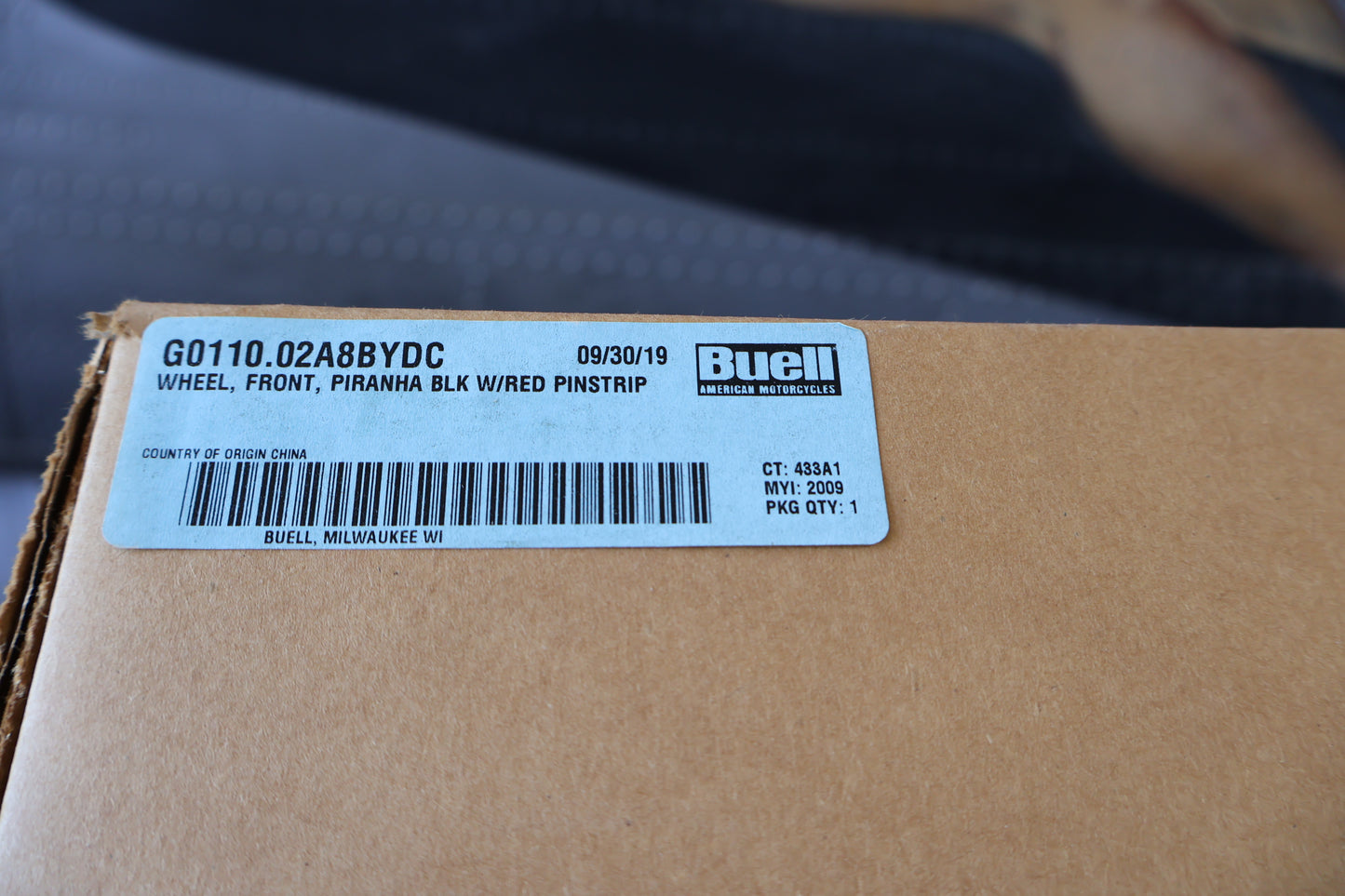 G0110.02A8BYDC NEW OEM 2003-2010 BUELL XB1125R/CR FRONT WHEEL PIRANHA BLACK