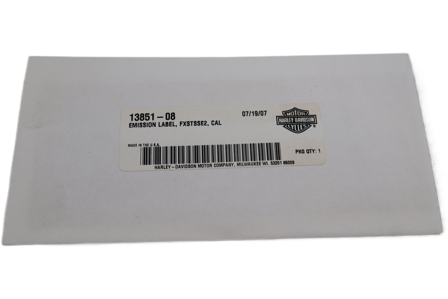 13851-08 NEW OEM 2008 HARLEY-DAVIDSON FXSTSSE2 CVO SPRINGER EMISSIONS LABEL