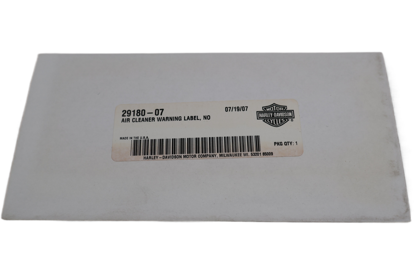 29180-07 NEW OEM 2007-2010 HARLEY-DAVIDSON SOFTAIL & DYNA CVO AIR CLEANER WARNING LABEL
