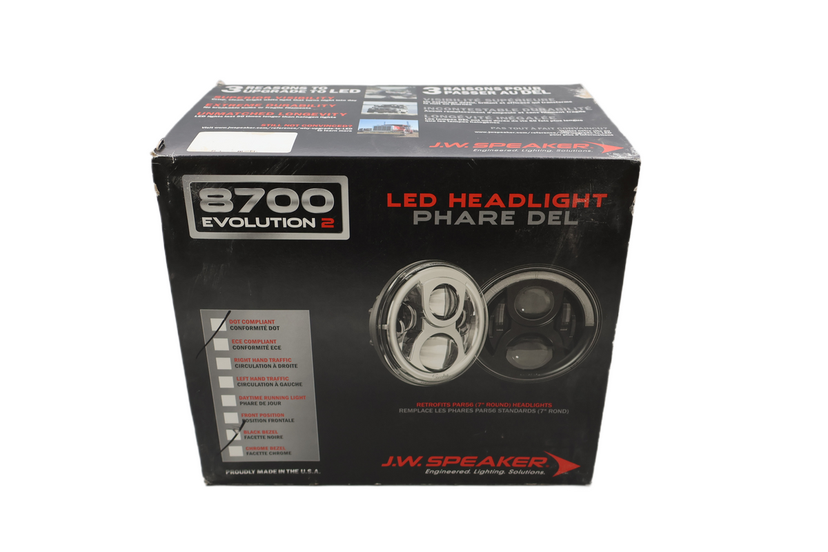 J.W. SPEAKER 8700 EVOLUTION 2 7" LED HEADLIGHT BLACK HARLEY | NEW | 2001-1104