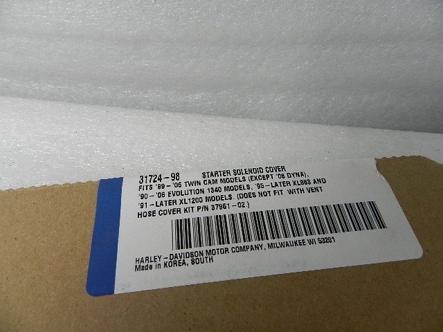 31724-98 NEW OEM HARLEY-DAVIDSON STARTER SOLENOID COVER TC EVO SPORTSTER TOURING