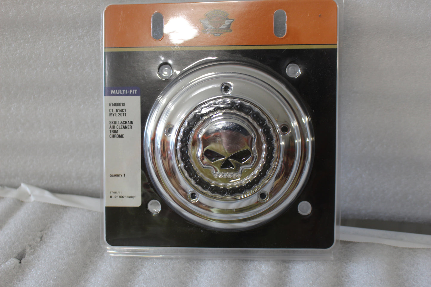 61400018 NEW OEM HARLEY-DAVIDSON SKULL&CHAIN AIR CLEANER TRIM CHROME SOFTAIL TOURING
