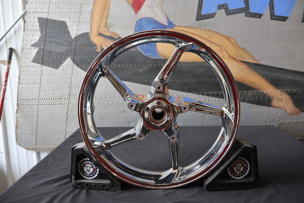 43300321 NEW OEM 2009-2023 HARLEY-DAVIDSON TOURING AGGRESSOR CHROME FRONT WHEEL