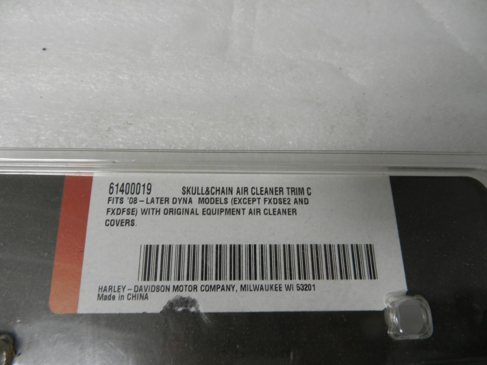 61400019 NEW OEM 2008 AND NEWER HARLEY-DAVIDSON DYNA SKULL & CHAIN AIR CLEANER
