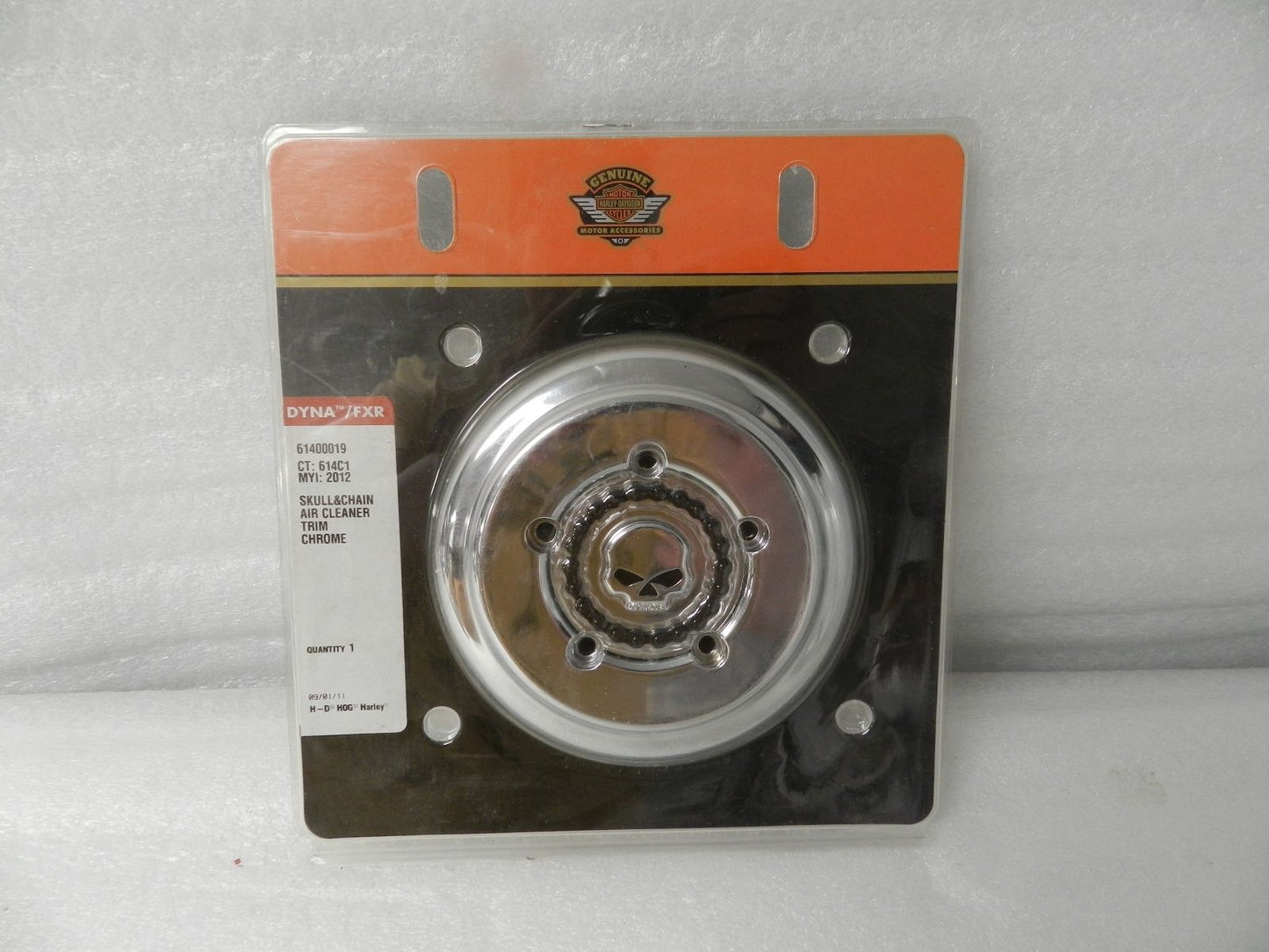61400019 NEW OEM 2008 AND NEWER HARLEY-DAVIDSON DYNA SKULL & CHAIN AIR CLEANER