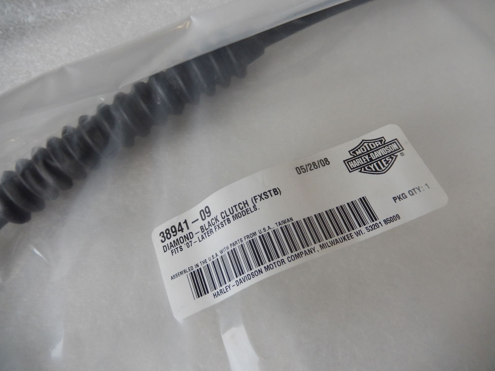 38941-09 NEW OEM 2007 AND NEWER HARLEY-DAVIDSON FXSTB DIAMONDBACK CLUTCH CABLE