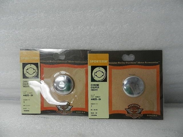 44620-04 NEW OEM 2004 AND NEWER HARLEY SPORTSTER CHROME BRAKE CALIPER INSERTS