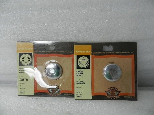 44620-04 NEW OEM 2004 AND NEWER HARLEY SPORTSTER CHROME BRAKE CALIPER INSERTS