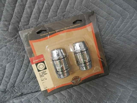54341-96 NEW OEM 1991-1999 HARLEY-DAVIDSON DYNA CHROME UPPER SHOCK TOWER COVERS