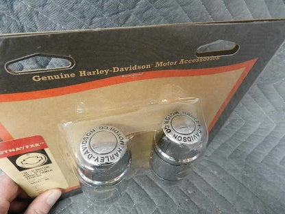 54341-96 NEW OEM 1991-1999 HARLEY-DAVIDSON DYNA CHROME UPPER SHOCK TOWER COVERS
