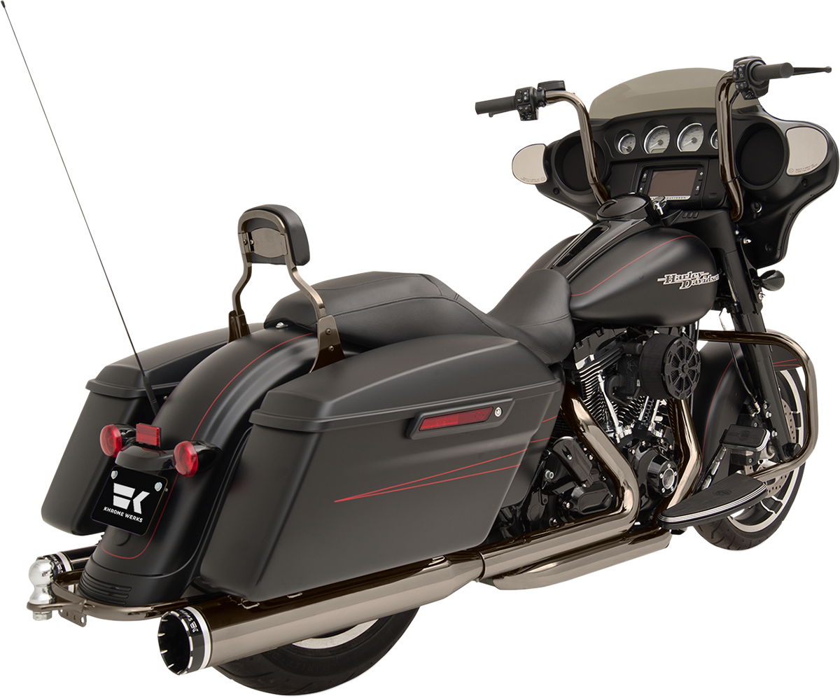 1800-1968 NEW KROMEWERKS 2-INTO-2 CROSSOVER W/4" ECLIPSE MUFFERS FITS 2009-2016 HARLEY TOURING