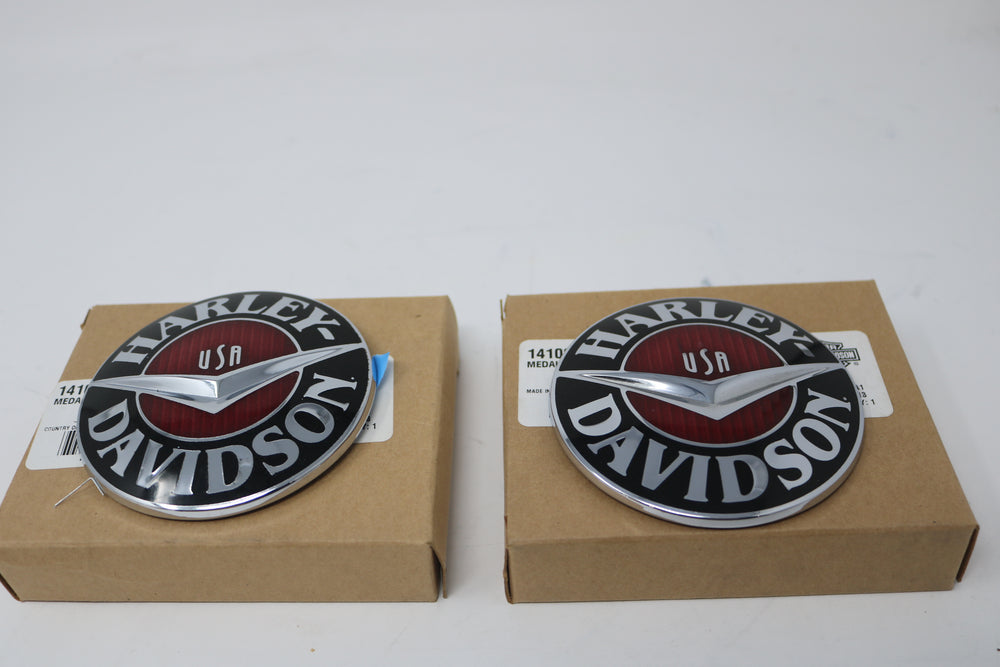 14100303 14100302 NEW OEM 2009-2023 HARLEY-DAVIDSON CVO SCREAMIN EAGLE GAS TANK MEDALLIONS