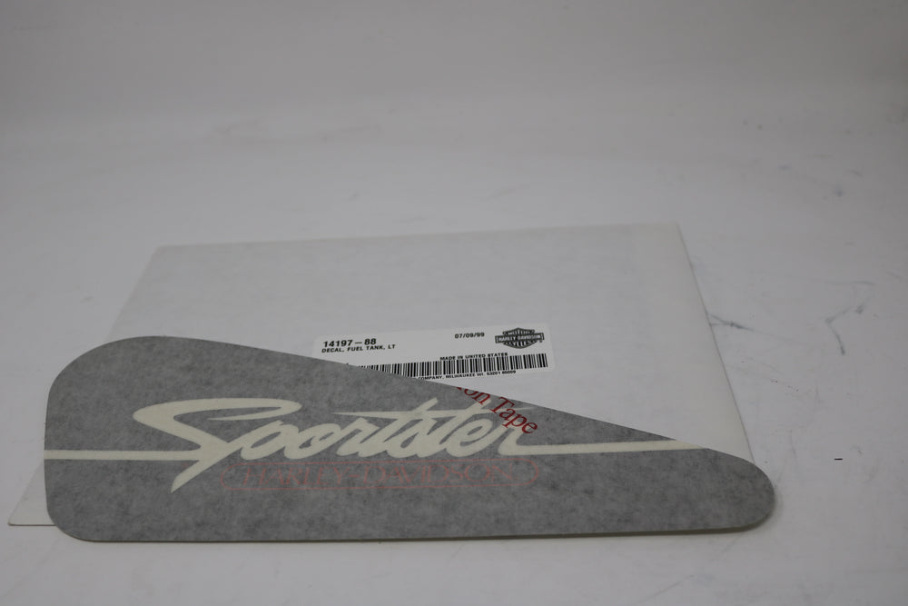 14197-88 NEW OEM 1988-1989 HARLEY-DAVIDSON SPORTSTER XLH1200 LEFT GAS TANK DECAL
