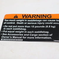 14000069 NEW OEM HARLEY-DAVIDSON SADDLEBAG WARNING LABEL TOURING SOFTAIL DYNA