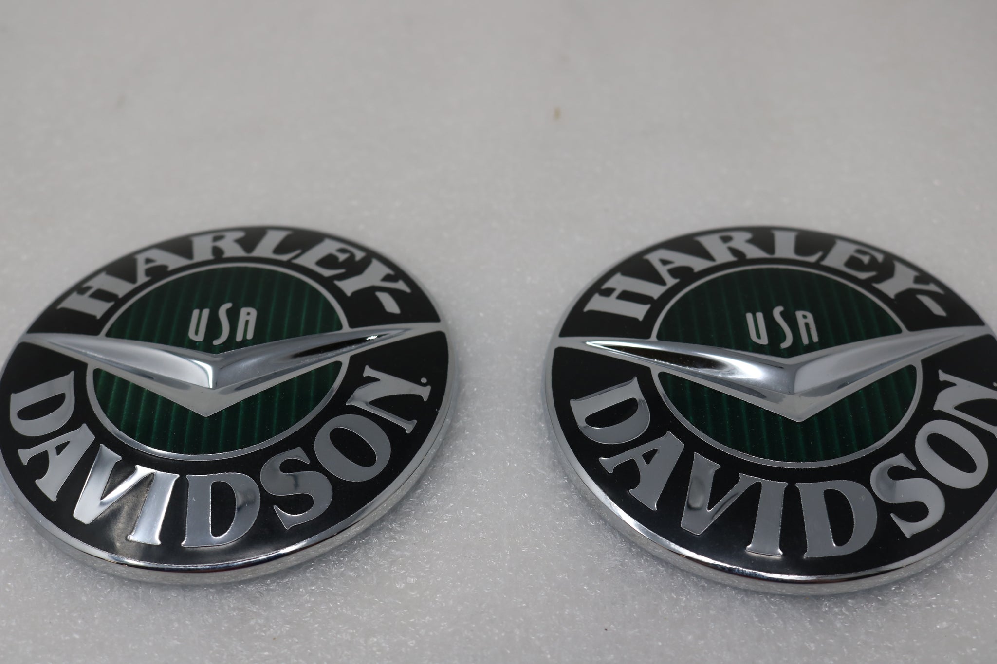 Harley Davidson CVO Emblems - Black & Silver Gas Tank Badges, Adhesive Back