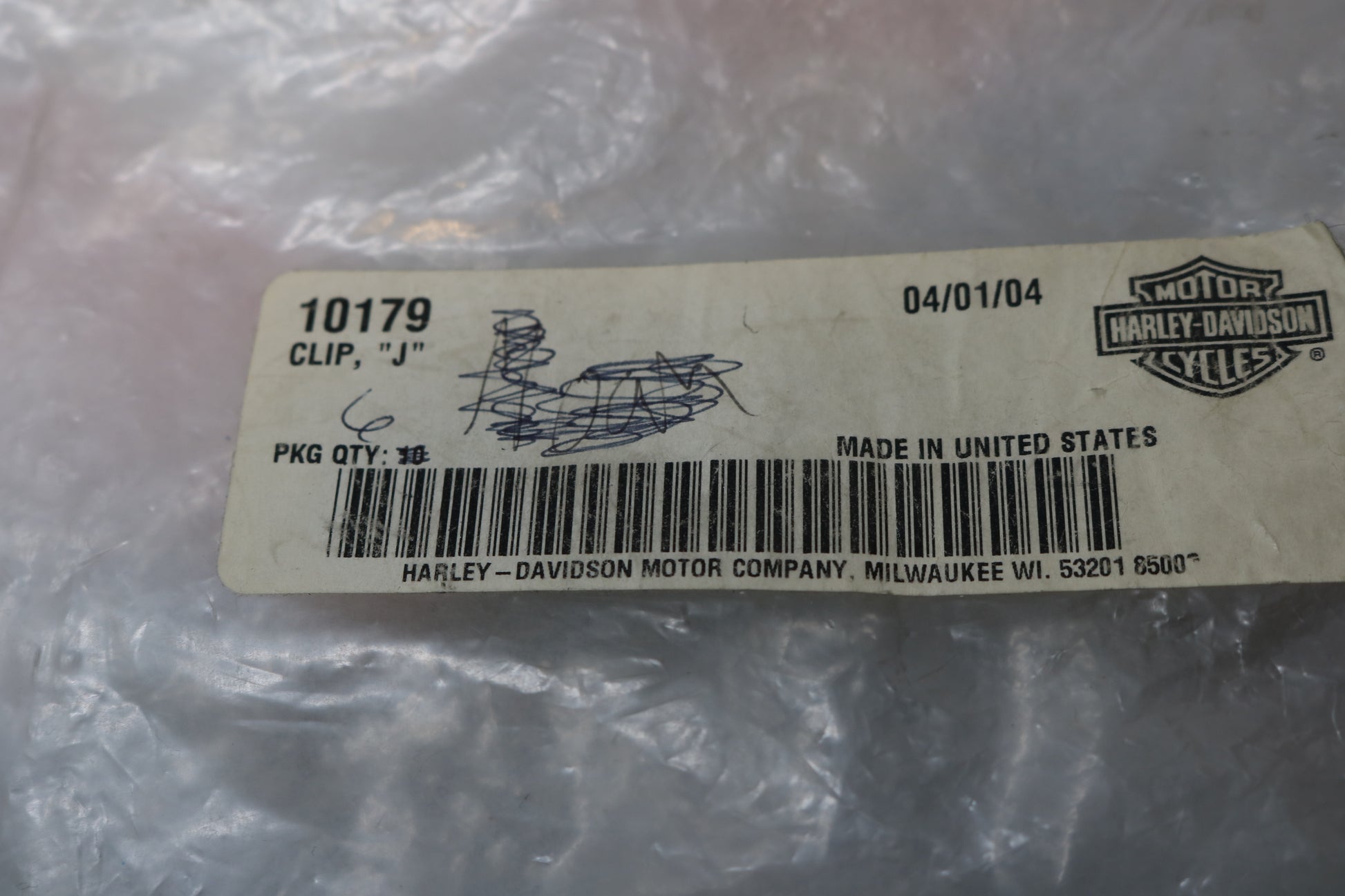 10179 NEW OEM 2004-2022 HARLEY-DAVIDSON SPORTSTER J CLIP "J" 10179