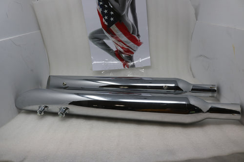 21901-175 NEW CHROME RUSH MUFFLERS 21901-175 FITS 1986-1994 HARLEY TOURING MODELS