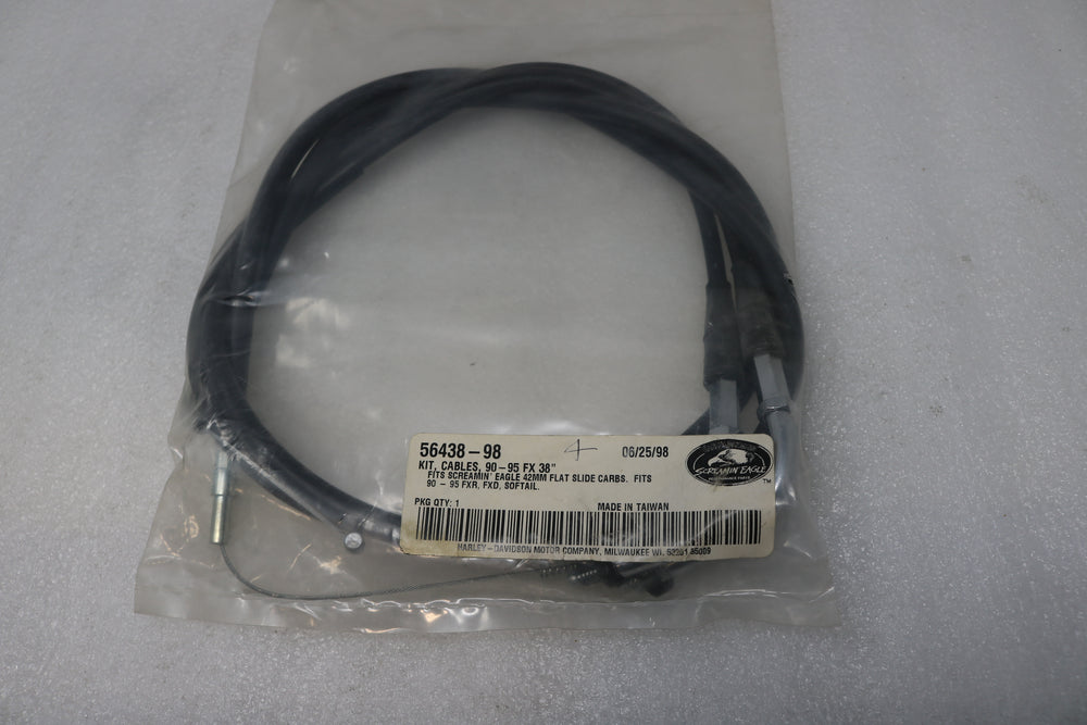 54638-98 NEW OEM 1990-1995 HARLEY-DAVIDSON SOFTAIL FX THROTTLE CABLES 38