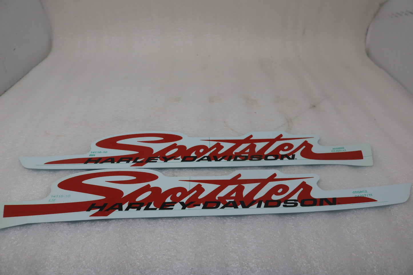 14116-10 14115-10 NEW OEM 2010 HARLEY-DAVIDSON SPORTSTER XL GAS TANK DECALS PAIR SET