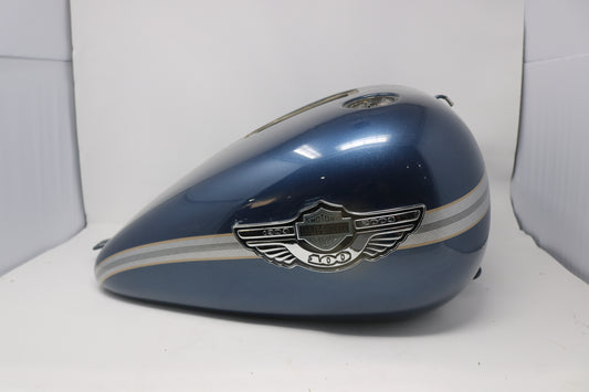 OEM NTO 2003 HARLEY-DAVIDSON FXSTI FLSTCI FLSTFI SOFTAIL 100TH ANNIVERSARY GAS TANK GUNMETAL BLUE