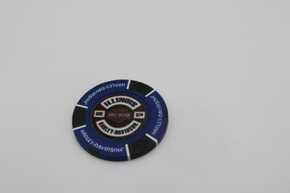 NEW ILLINOIS HARLEY-DAVIDSON 115TH ANNIVERSARY POKER CHIP COUNTRYSIDE, IL BLUE