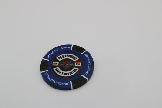NEW ILLINOIS HARLEY-DAVIDSON 115TH ANNIVERSARY POKER CHIP COUNTRYSIDE, IL BLUE