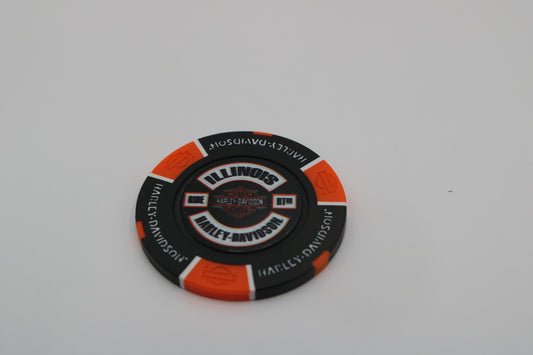 NEW ILLINOIS HARLEY-DAVIDSON 115TH ANNIVERSARY POKER CHIP COUNTRYSIDE, IL ORANGE