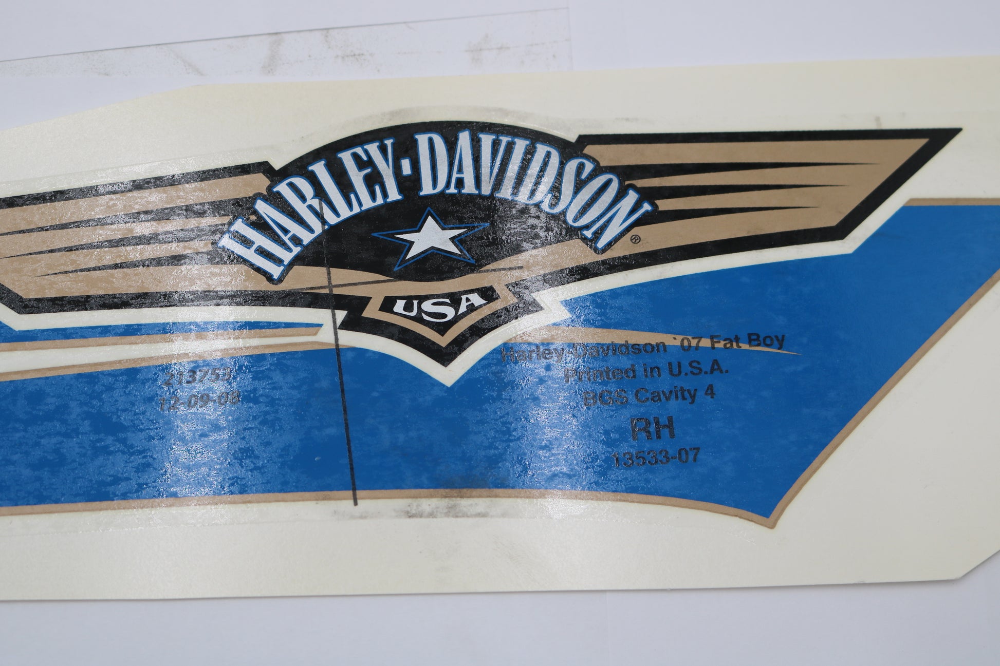 13533-07 NEW OEM 2007 HARLEY-DAVIDSON FLSTF SOFTAIL FATBOY RIGHT GAS TANK DECAL