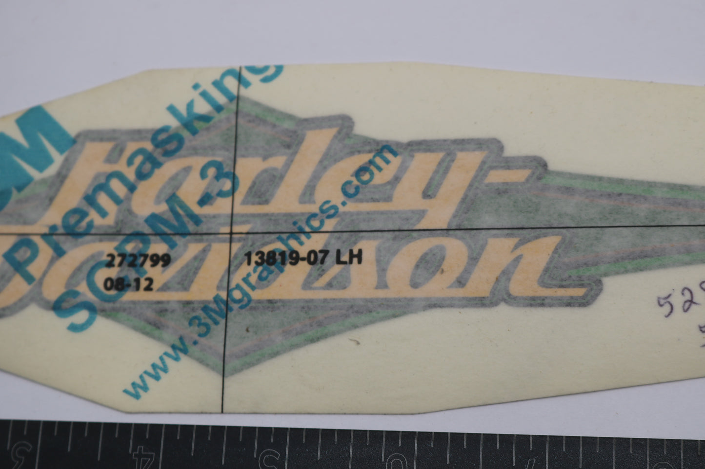 13819-07 NEW OEM 2007 HARLEY-DAVIDSON SOFTAIL LEFT GAS TANK DECAL GOLD LEAF GREEN