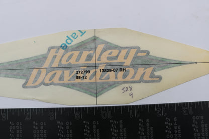 13829-07 NEW OEM 2007 HARLEY-DAVIDSON SOFTAIL RIGHT GAS TANK DECAL GOLD LEAF GREEN