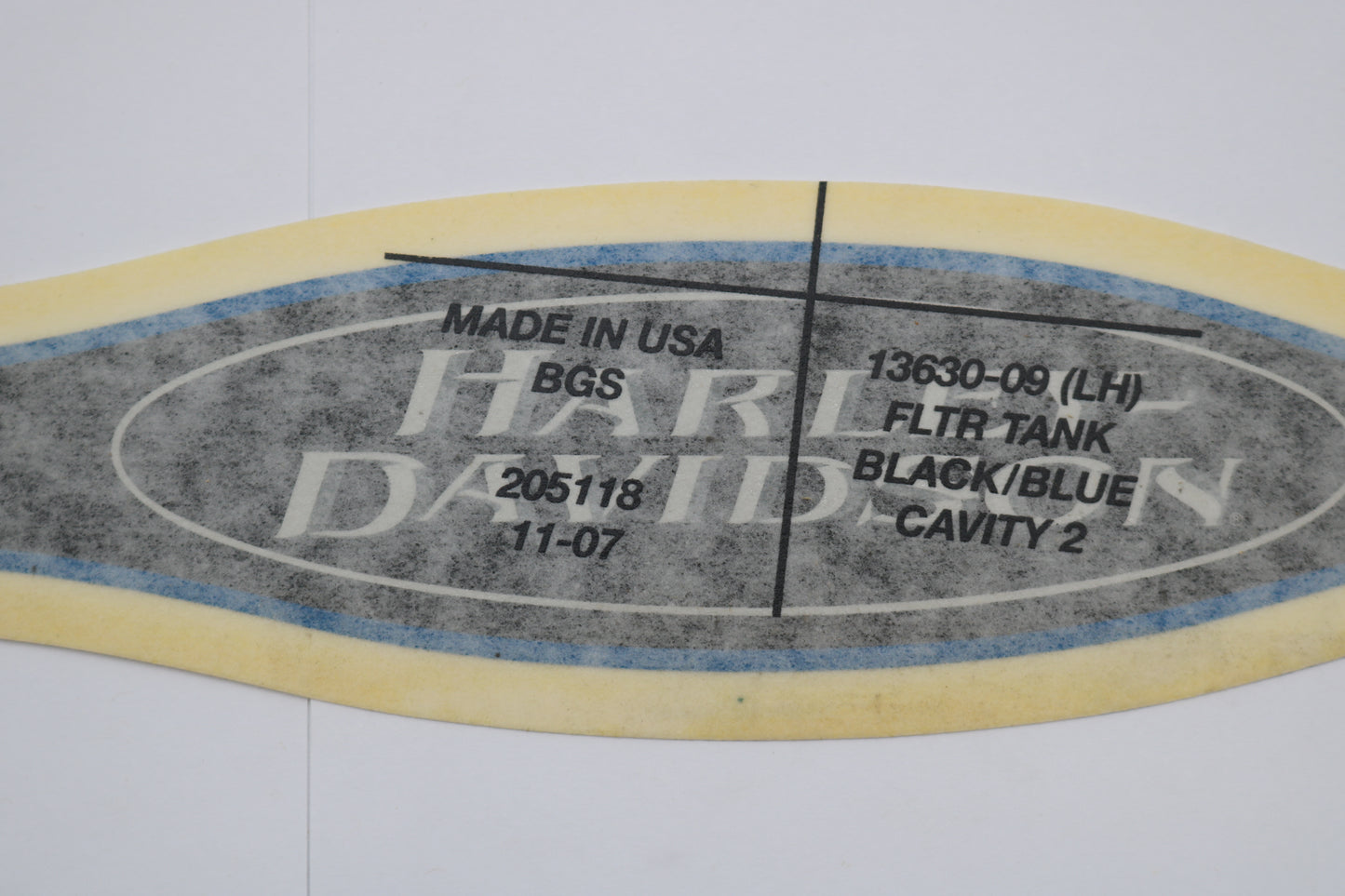 13630-09 NEW OEM 2009 HARLEY-DAVIDSON FLTR ROADGLIDE LEFT GAS TANK DECAL BLACK/BLUE