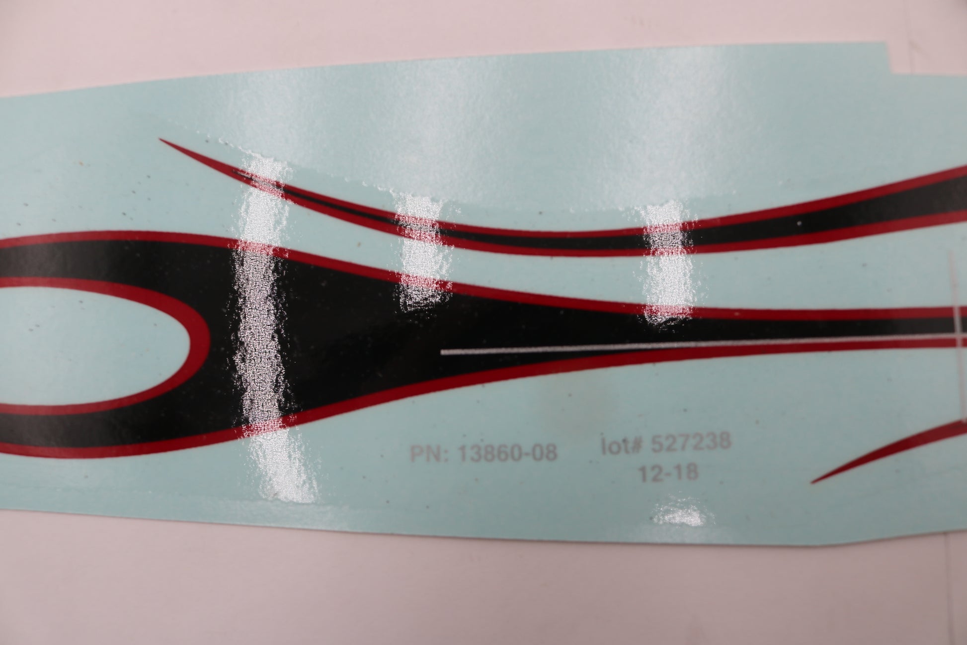 13860-08 NEW OEM 2008 HARLEY-DAVIDSON FXCWC SOFTAIL ROCKER FUEL TANK DECAL BLK/RD RH
