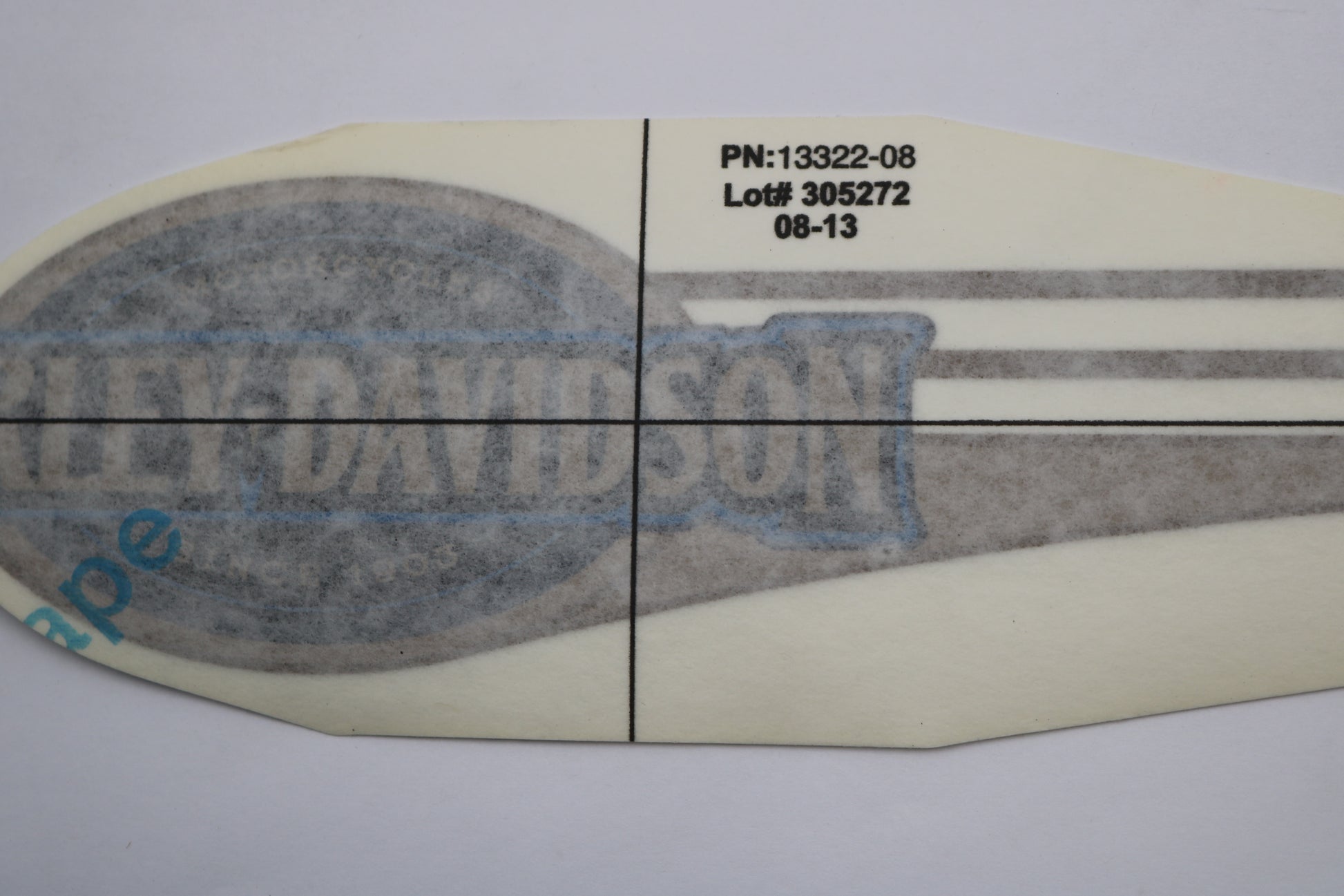 13322-08 NEW OEM 2008 HARLEY-DAVIDSON HERITAGE SOFTAIL LEFT GAS TANK DECAL BLUE/GOLD