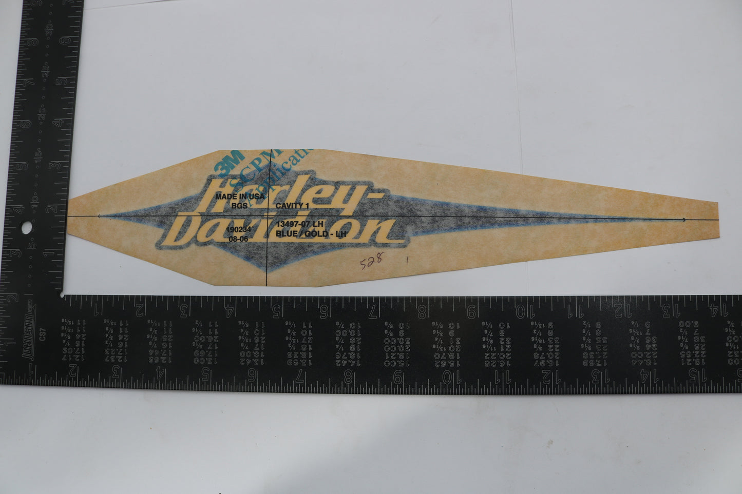 13497-07 NEW OEM 2007 HARLEY-DAVIDSON SOFTAIL LEFT GAS TANK DECAL BLUE/GOLD