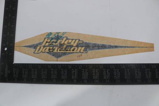 13497-07 NEW OEM 2007 HARLEY-DAVIDSON SOFTAIL LEFT GAS TANK DECAL BLUE/GOLD