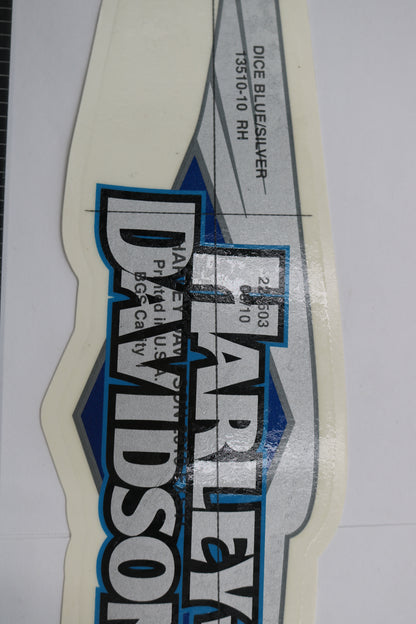 13510-10 NEW OEM 2010 HARLEY-DAVIDSON SOFTAIL GAS TANK DECAL RIGHT DICE BLUE/SILVER