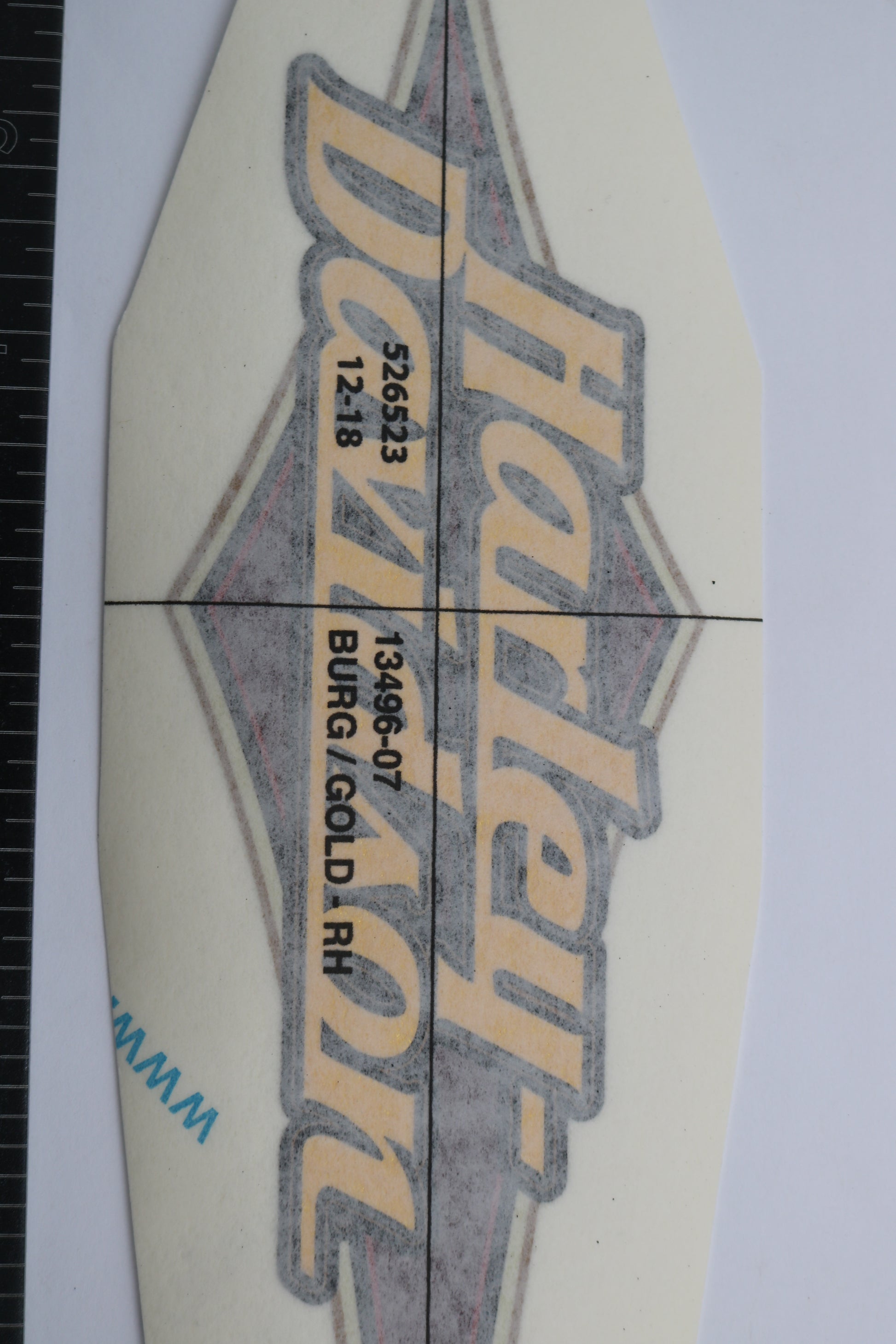 13496-07 NEW OEM 2007 HARLEY-DAVIDSON SOFTIAL LEFT GAS TANK DECAL GOLD LEAF BURG