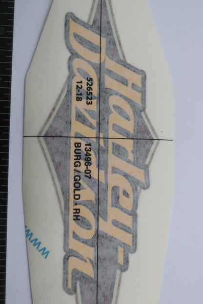 13496-07 NEW OEM 2007 HARLEY-DAVIDSON SOFTIAL LEFT GAS TANK DECAL GOLD LEAF BURG