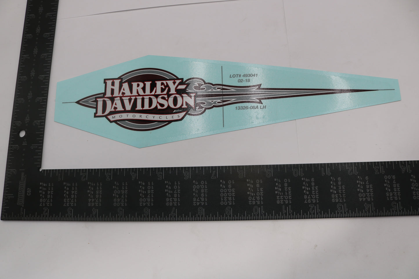 13326-08A NEW OEM HARLEY-DAVIDSON SOFTAIL DYNA LEFT GAS TANK DECAL CLASSIC RED/SILVER