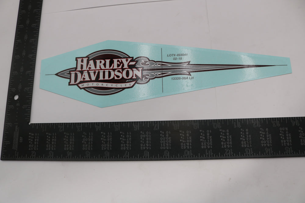 13326-08A NEW OEM HARLEY-DAVIDSON SOFTAIL DYNA LEFT GAS TANK DECAL CLASSIC RED/SILVER