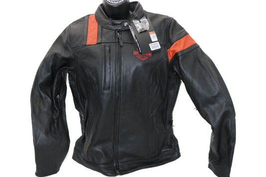 98005-22VW NWT HARLEY-DAVIDSON WOMENS LEATHER JACKET HWY-100 WATERPROOF LARGE