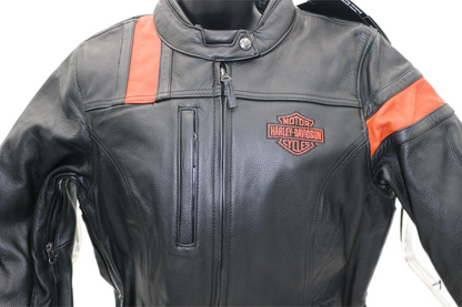 98005-22VW NWT HARLEY-DAVIDSON WOMENS LEATHER JACKET HWY-100 WATERPROOF LARGE