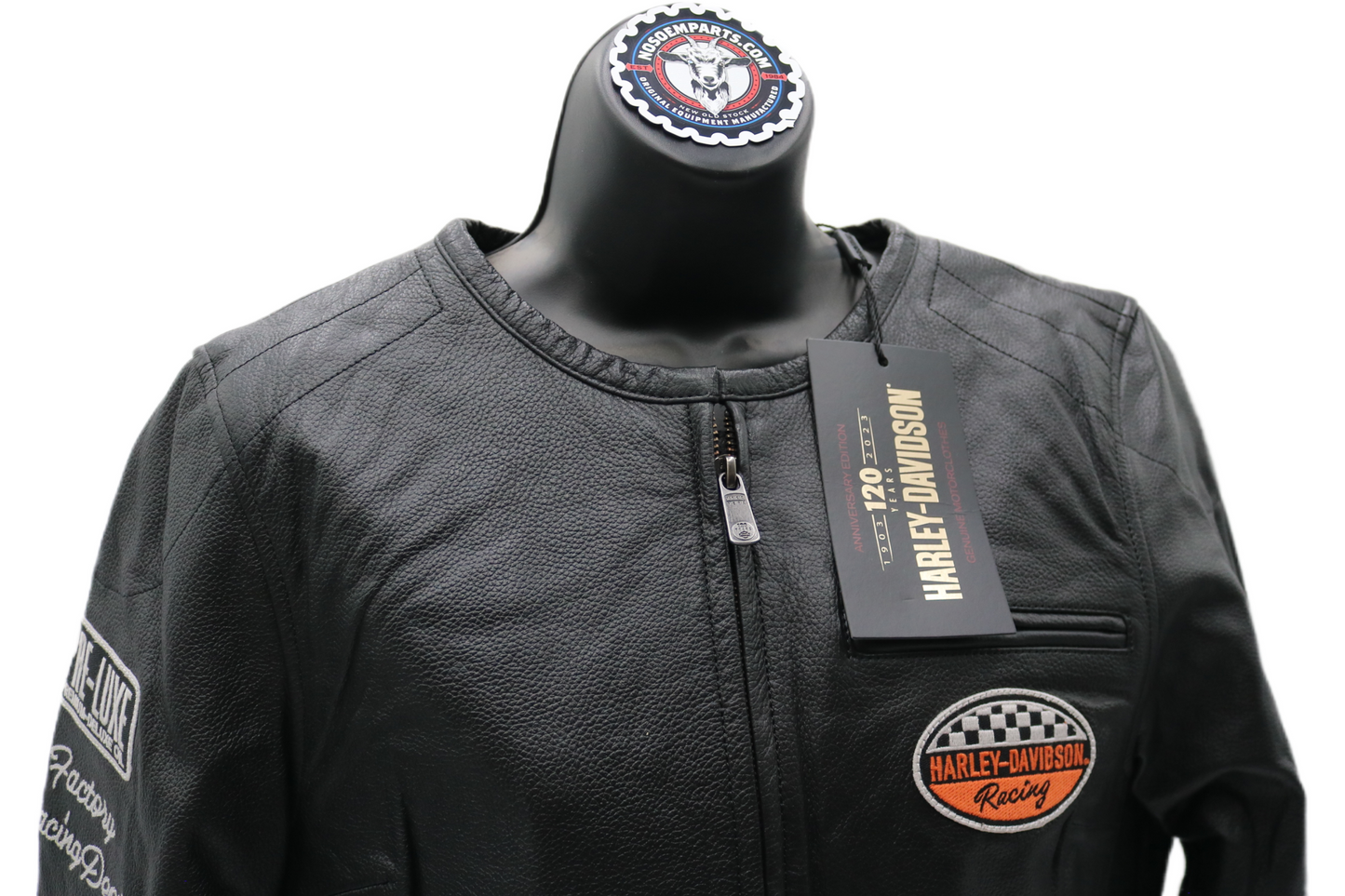 97052-23VW NWT HARLEY-DAVIDSON WOMENS LEATHER JACKET 120TH ANNIVERSARY LARGE