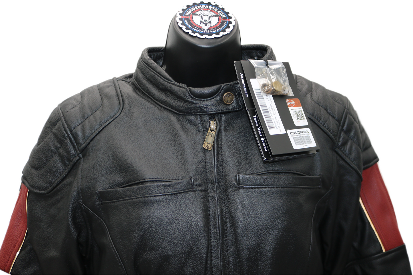 97028-23VW NWT HARLEY-DAVIDSON WOMENS LTHR JACKET NOSTALGIA TRIPLE VENT LARGE