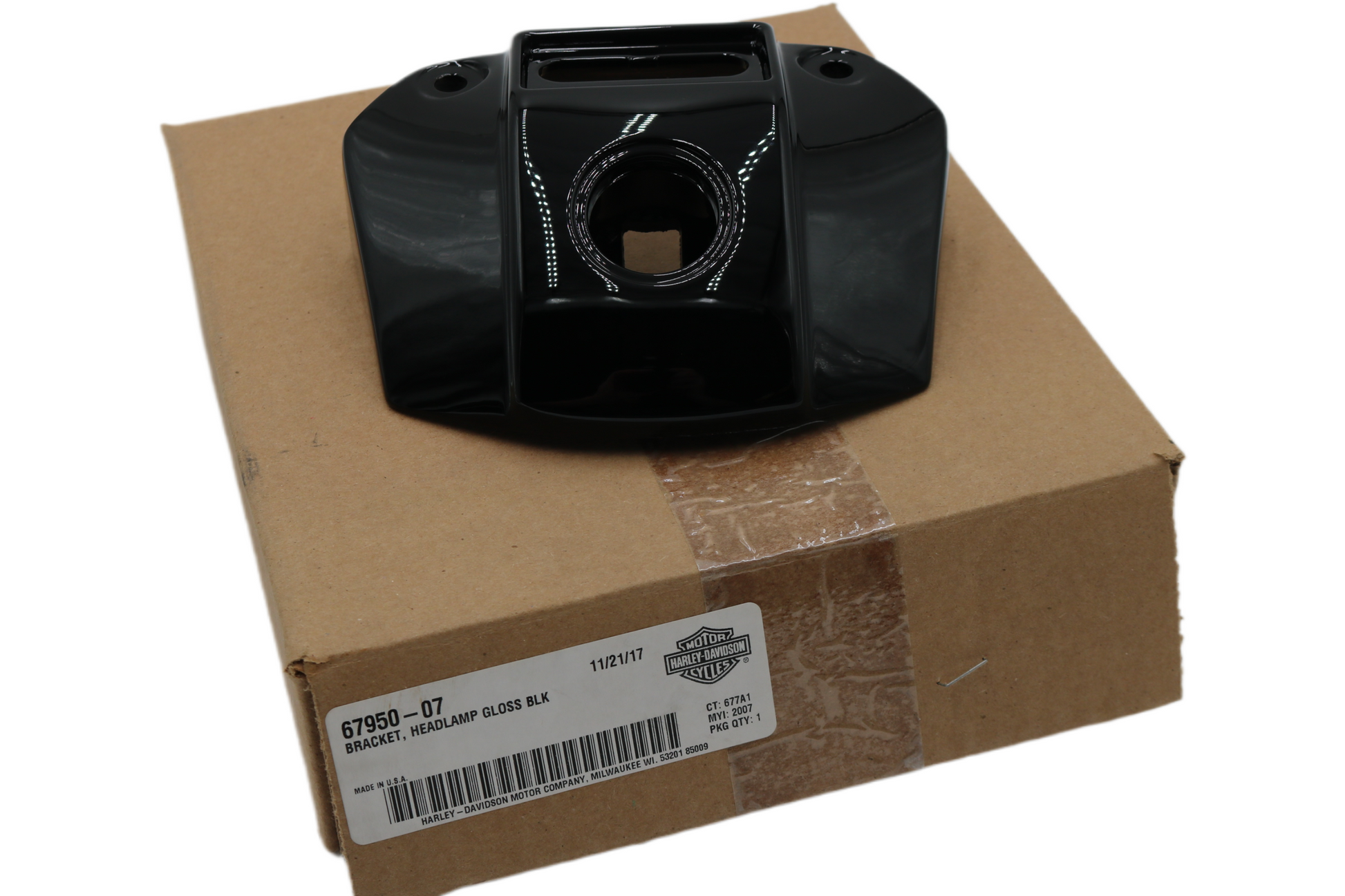 67950-07 NEW OEM 1992-2013 HARLEY-DAVIDSON SPORTSTER DYNA BLACK HEADLIGHT BRACKET